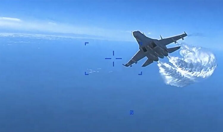 Kadr incydentu nad Morzem Czarnym fot. Pentagon