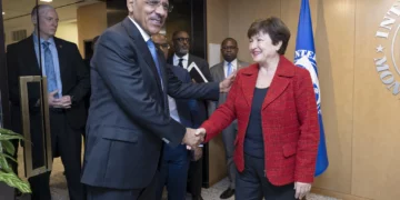 Prezydent Nigru Mohamed Bazoum spotyka się z dyrektor zarządzającą Kristaliną Georgiewą w MFW, 15 grudnia 2022 roku. Aut. MFW