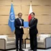 Rafael Mariano Grossi, dyrektor generalny MAEA, spotkał się z premierem Japonii Kishidą Fumio podczas oficjalnej wizyty w Tokio. 4 lipca 2023 roku. Aut: MAEA