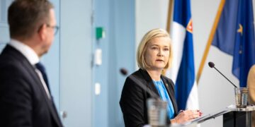 Minister spraw zagranicznych Finlandii Mari Rantanen podczas konferencji prasowej 16 listopada 2023 roku, aut. Fanni Uusitalo, valtioneuvoston kanslia