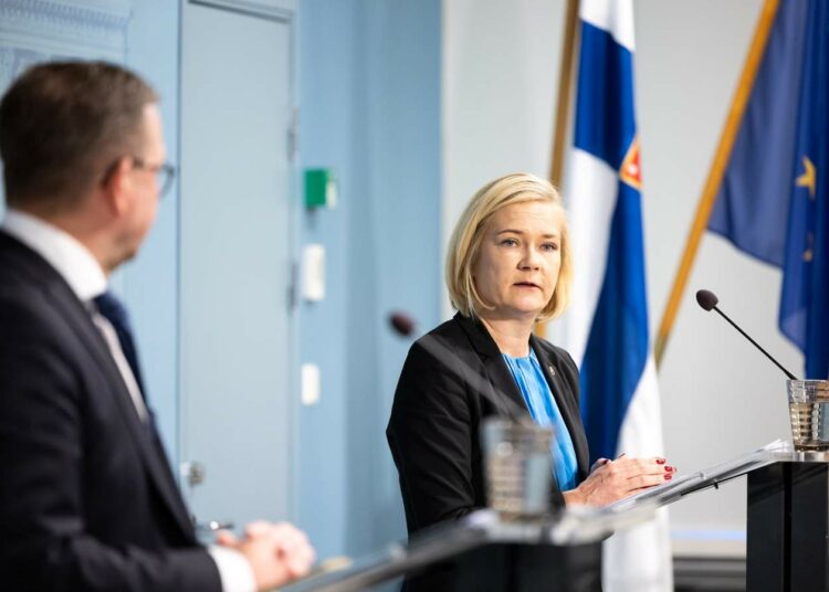 Minister spraw zagranicznych Finlandii Mari Rantanen podczas konferencji prasowej 16 listopada 2023 roku, aut. Fanni Uusitalo, valtioneuvoston kanslia