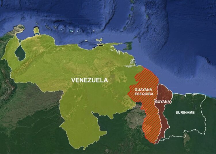 Mapa Gujany i Wenezueli fot. wikimedia