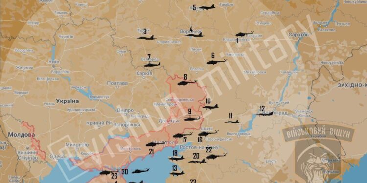 Rosyjskie bazy lotnicze i śmigłowców fot. Wijskowyj Wiszun