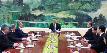 Wystąpienie ministra spraw zagranicznych Siergieja Ławrowa podczas spotkania z prezydentem Chin Xi Jinpingiem, Pekin, 9 kwietnia 2024 roku, aut. mid.ru/en